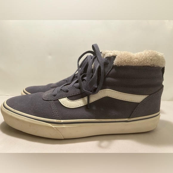 Vans Blue Suede Faux Fur Lined High Top Sneakers Size 9.5 - Picture 11 of 11